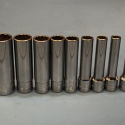 Snap-on Tools  9 pc 1/4" Drive 12-Point SAE Flank Drive® Deep Socket Set (3/16–9/16")