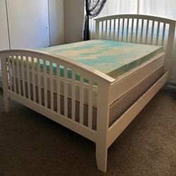 Full size Bed Frame, Mattress, Box spring & Mattress Topper