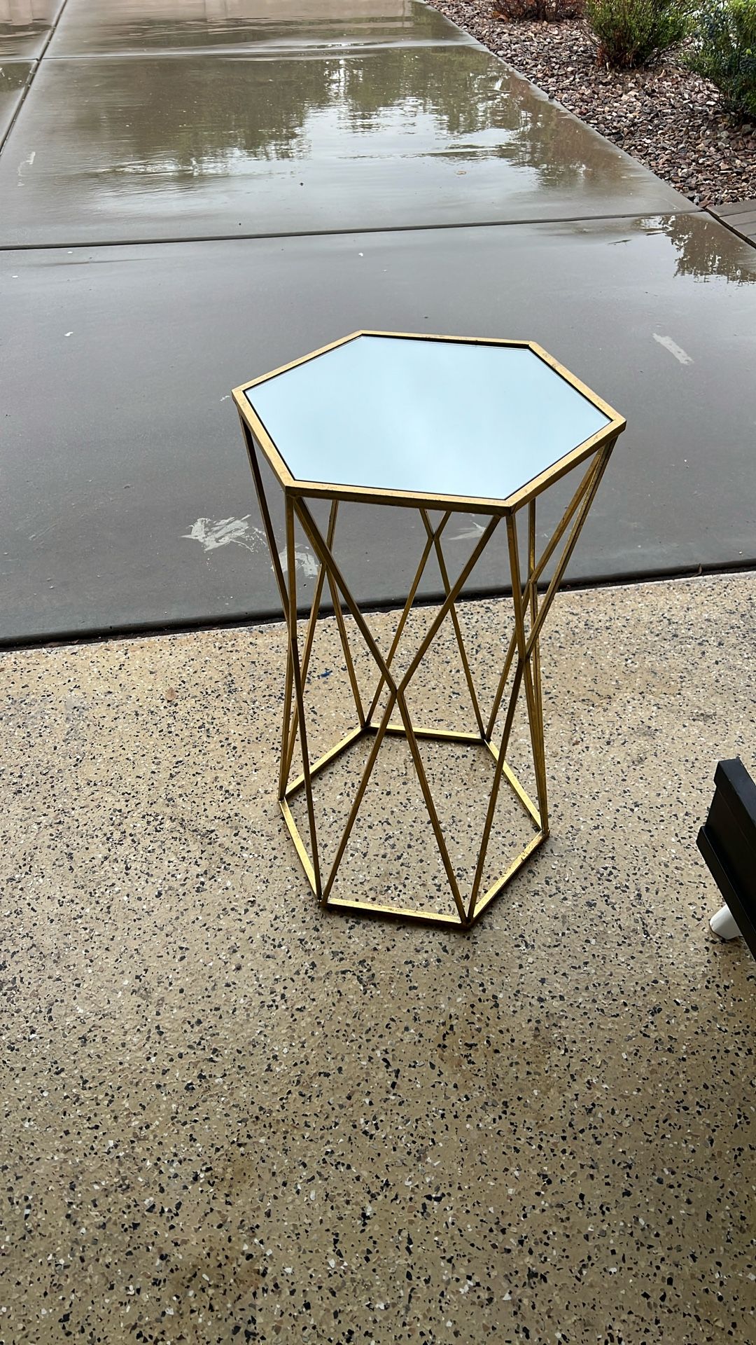 Gold Side Table Mirror Top