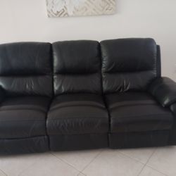 Non-power Reclining Leather Couch - Black - Has To Go By Friday 6/20