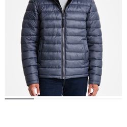 Mens Sherpa-Lined Puffer Insulated Jacket Size-M Color-Carbon Hawke&Co NY