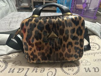 TRIFORCE Leopard Print Hard Plastic Makeup Case Handle Mirror Zipper Pockets