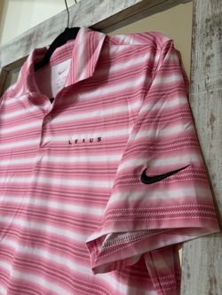 Nike Lexus Pink Striped Golf Polo Shirt