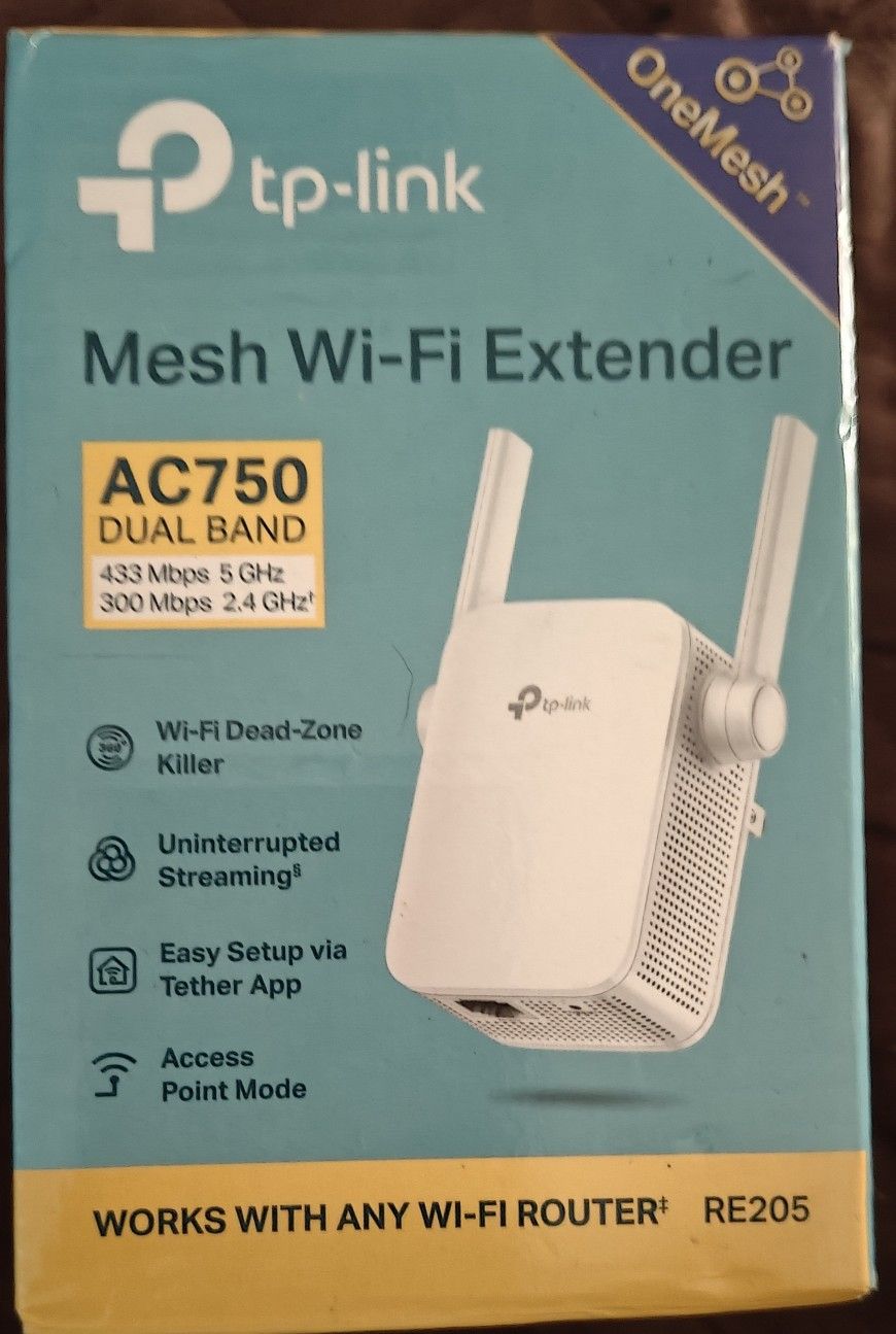TP LINK MESH WIFI Extender Re205 AC750