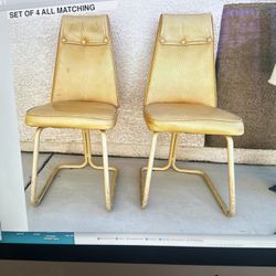SET OF 4 Vintage Yellow Dining Chair 1960s 1970’s Mid Century