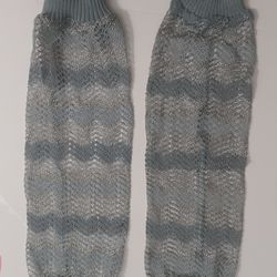 Boot Socks Light Blue & Silver Glitter Women's