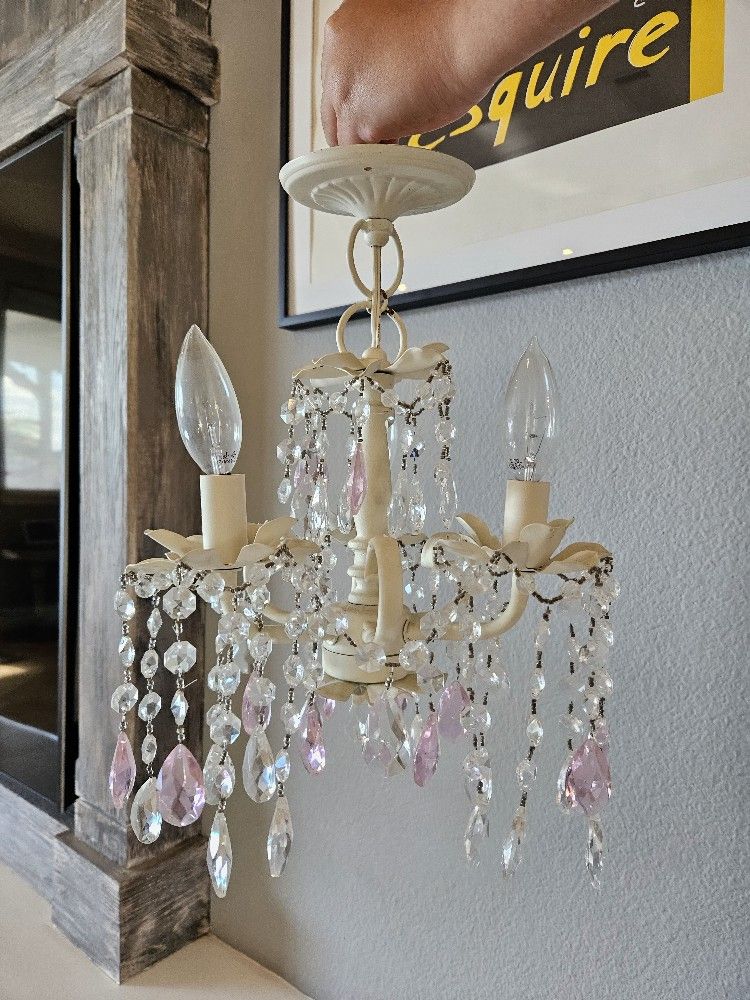 Cute Small Pink White Chandelier