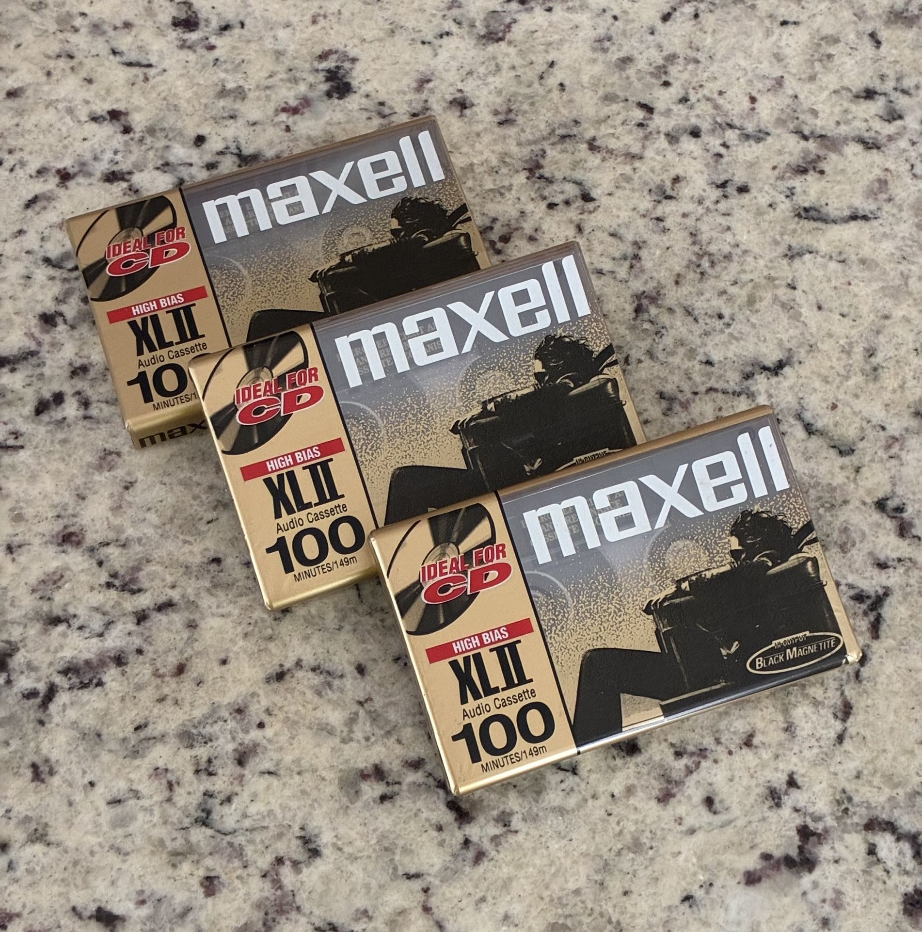 (3) Maxell High Bias XLII 100 Minute Audio Cassette Tapes (Lot of 3) New Sealed