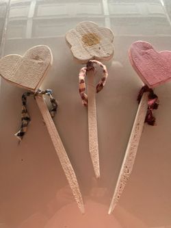 Wooden Heart and Flower Garden stakes.