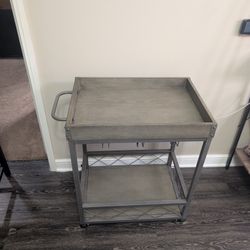 Rolling Bar Cart With Glassware Rack
