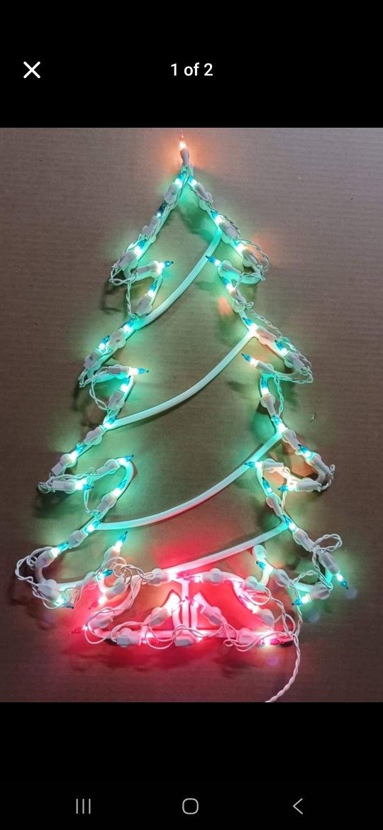 Vintage light up silhouettes Christmas tree and Santa Claus