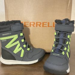 READ Description BEFORE MESSAGING: 2 Pairs Merrell Snow Crush 2.0 Waterproof winter snow boots LEATHER navy Toddler size 7 ( fits 24 months )