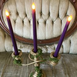 Purple Battery Taper Candles