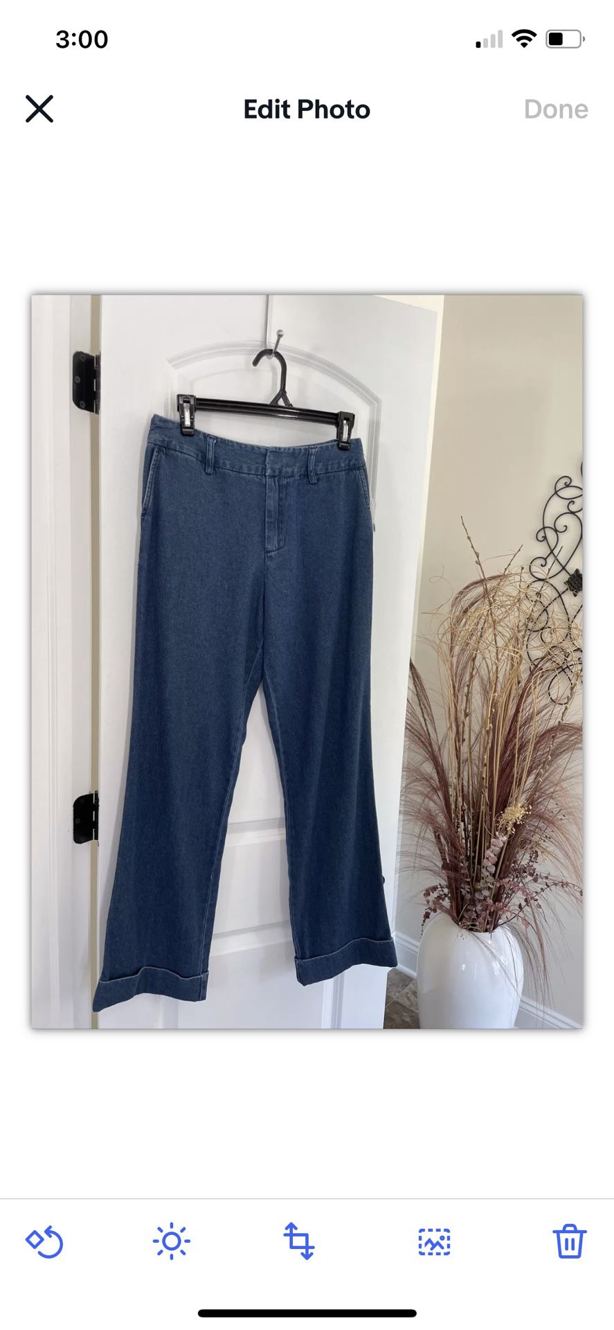 Real Comfort By Chadwicks Size 6 100% Cotton Blue Jeans Wide Leg Cuffed NWT’s