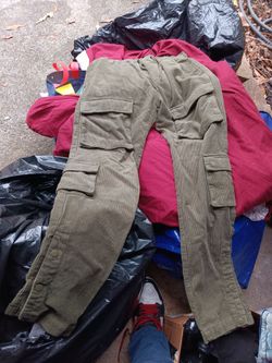 Olive Green Corduroy Cargo Pants