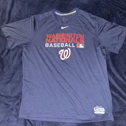 Nike Dri-Fit Washington DC Nationals Baseball navy blue MLB T shirt men’s size large