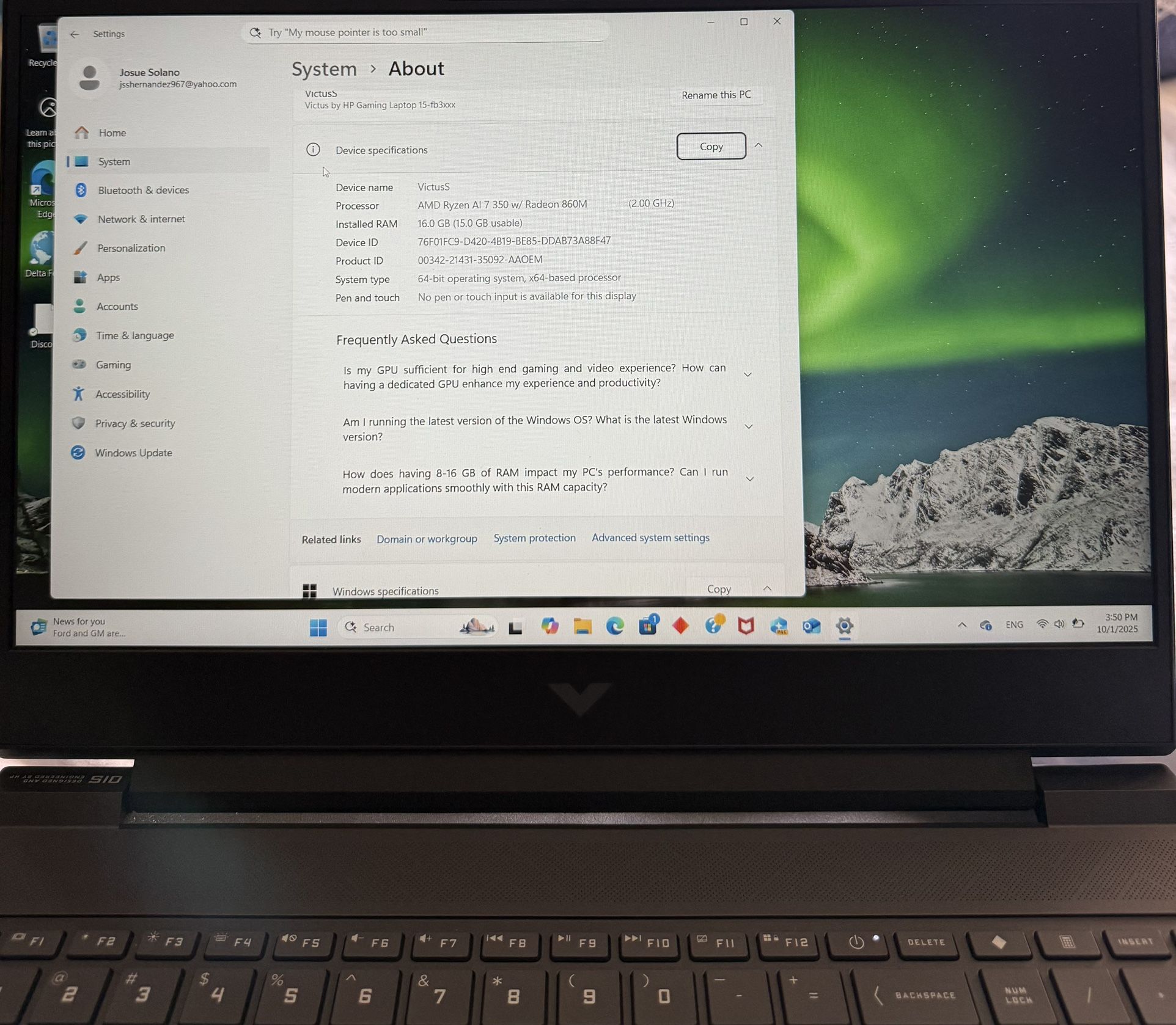 HP Victus 15-fb3001nr 15.6" Gaming Laptop Computer 