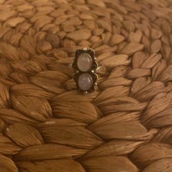 Boho Sterling Silver Double Moonstone Ring