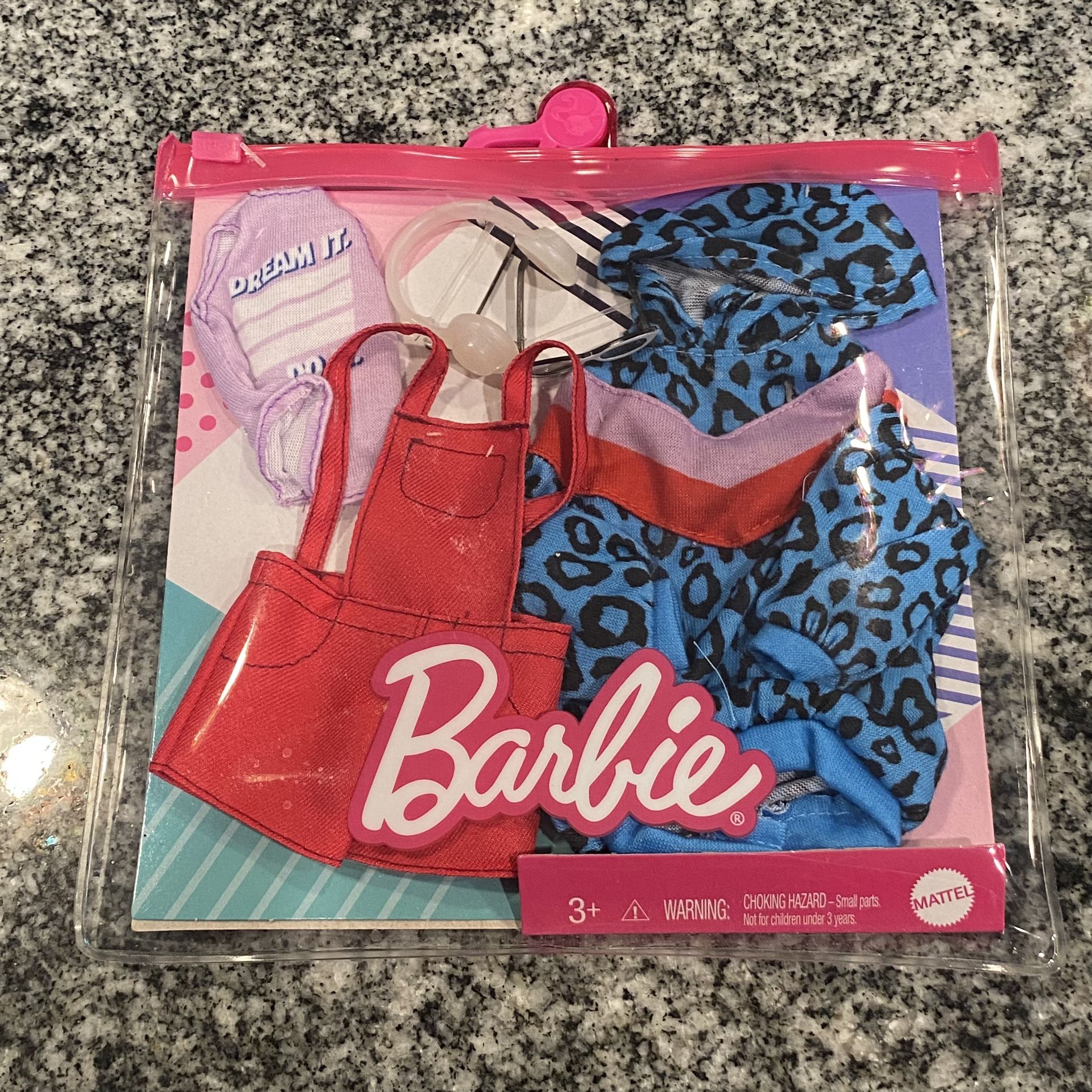 Barbie Fashion 2-Pack Clothing Animal Print Dress & Top Overalls Plus Doll Accessories