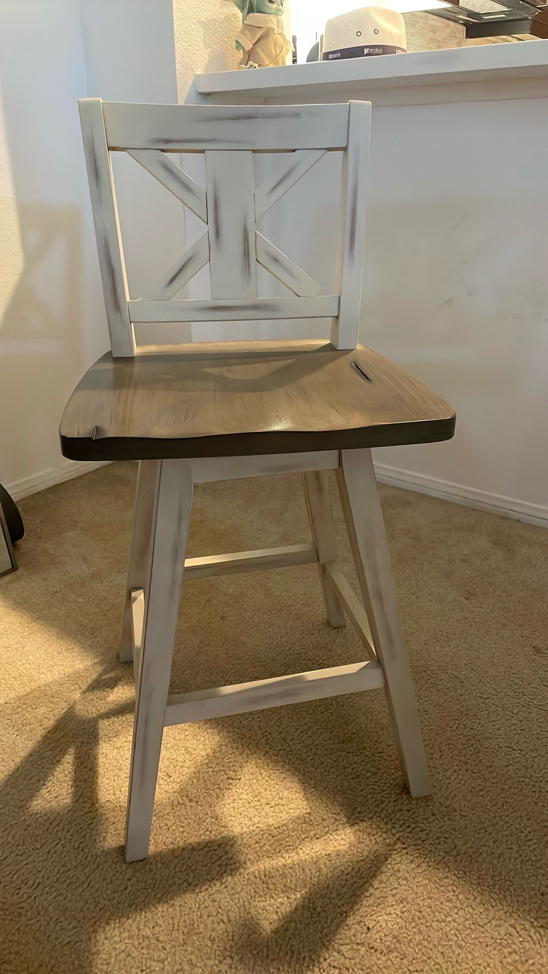 White Wood Bar Stools (2 Pc Set..$25 Each)