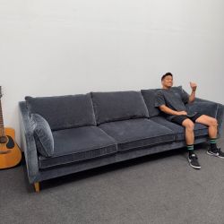 Caitlin 3-Seat Sofa by The Everygirl® (2.2k OFF) - Can Deliver - Slate Vintage Velvet - Can Deliver