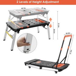 Multifunctional Folding Work Table, 7 in 1 Work Benches , Portable Workbench, Sawhorse, Dolly B-13