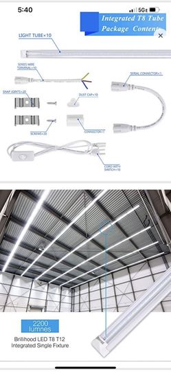 Brillihood LED T8 Integrated, 4FT, 20W, 6500K (Bright White), 2200lm