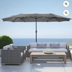 Patio Twin Umbrella Gray 15ft 