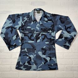 Blue Camo Military Fatigue Jacket Men’s XS