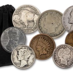 100 Coins from 1864 to 1958 Vintage Banker’s Bag 100 Piece Set