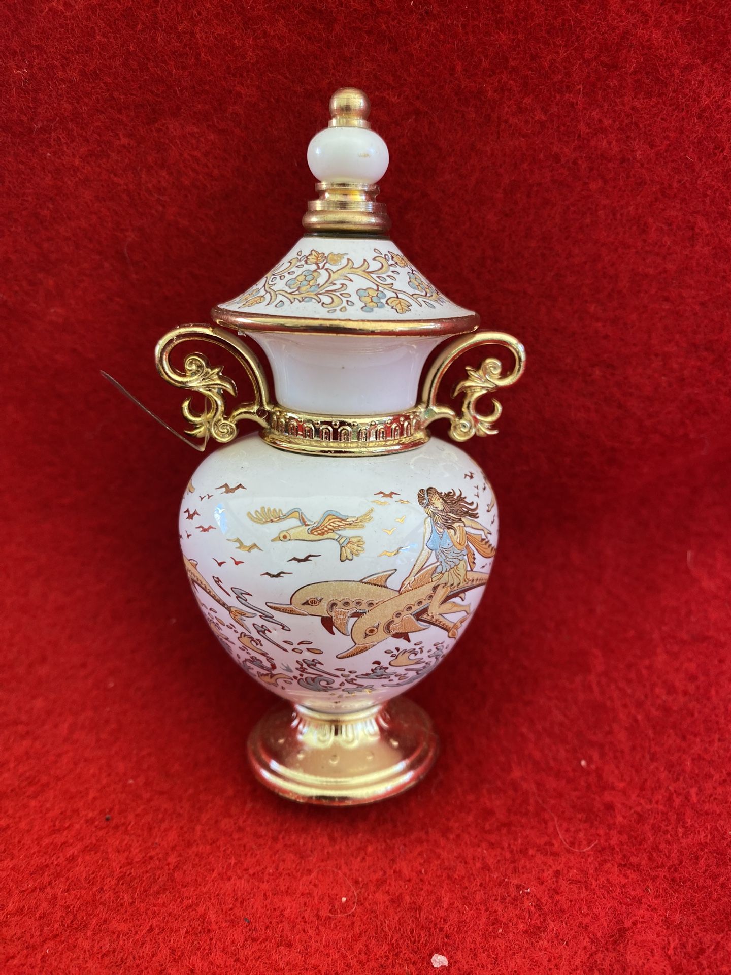 Vintage White Made In Greece Greek 24k Gold Ceramic Oil/Perfume Collectible Read Description