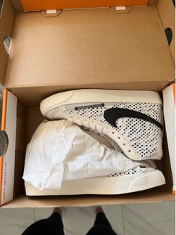 Nike Blazer Mid ‘77 GS White Black Mesh Sneakers Size 3.5Y / Women’s 5 White Black DQ7138-100 NWT