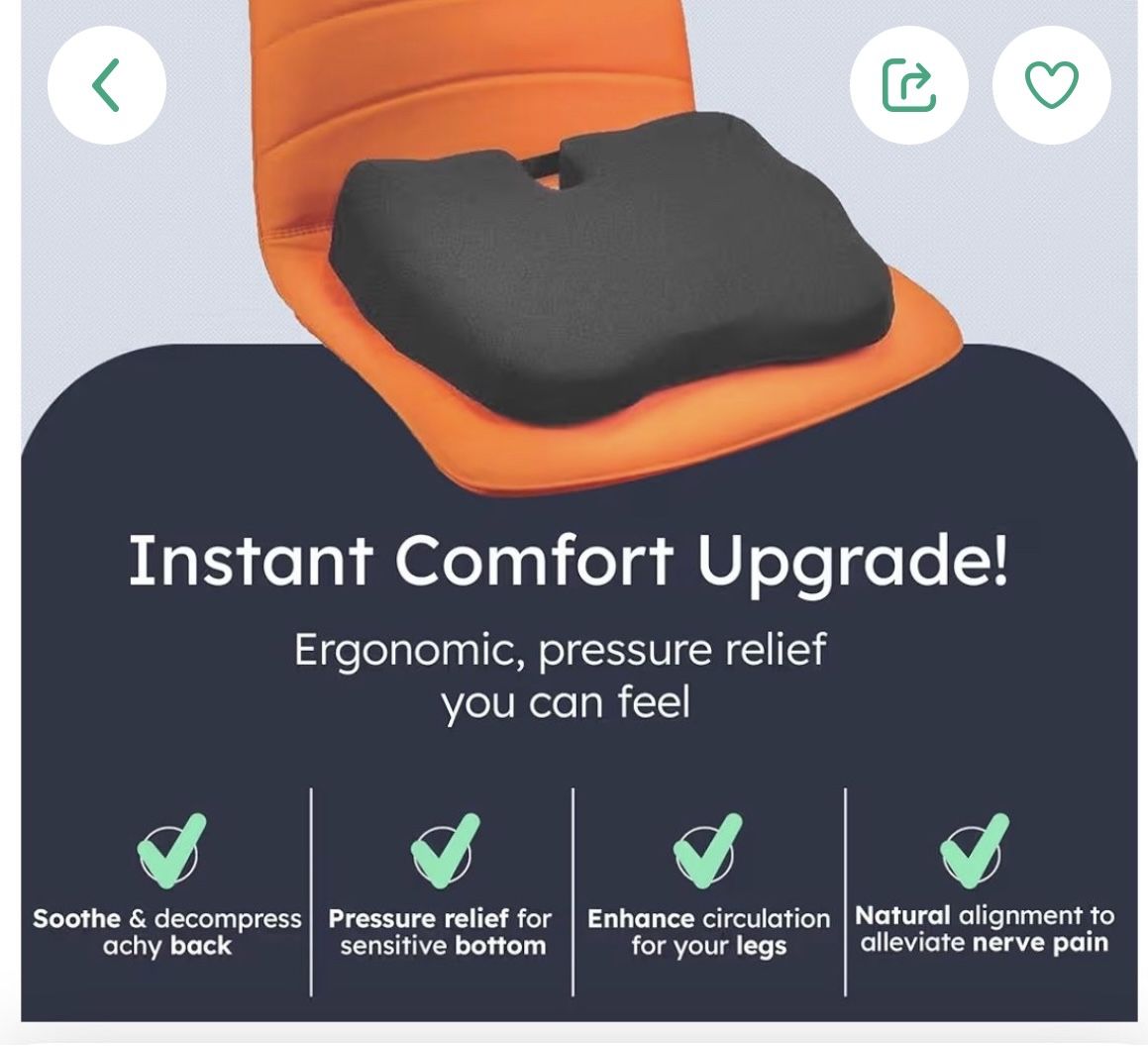 seat cushion Center Hole and Tailbone Cutout, Orthopedic Pain Relief Donut Seat Cushion for Coccyx, Sciatica,