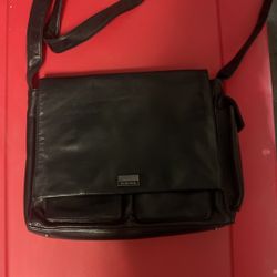 Small Black Leather Perlina Messenger Bag 
