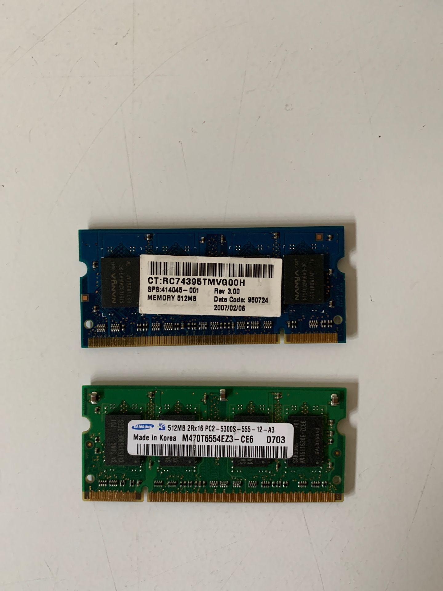 1GB (2x512 MB) PC2 Laptop Memory Ram/ Used/ Working