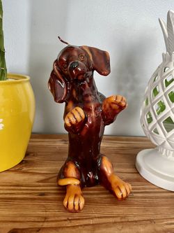 dog shaped wax candle Dachshund wiener dog brown 9.5" dog lover gift novelty