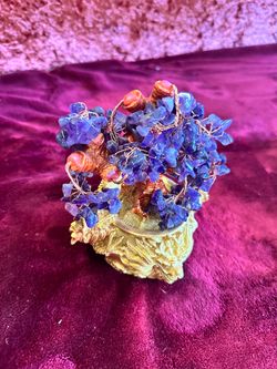 Decorative Blue Crystal Gemstone Bonsai Tree – Ornate Gold Base – $40 OBO