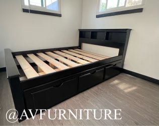Queen Bed Frame w 3 Drawers