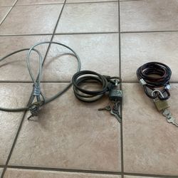 Bike Lock Cables 3-0ff With Padlocks 