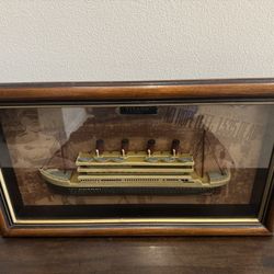 Framed 3-D Titanic Model Ship Under Glass 