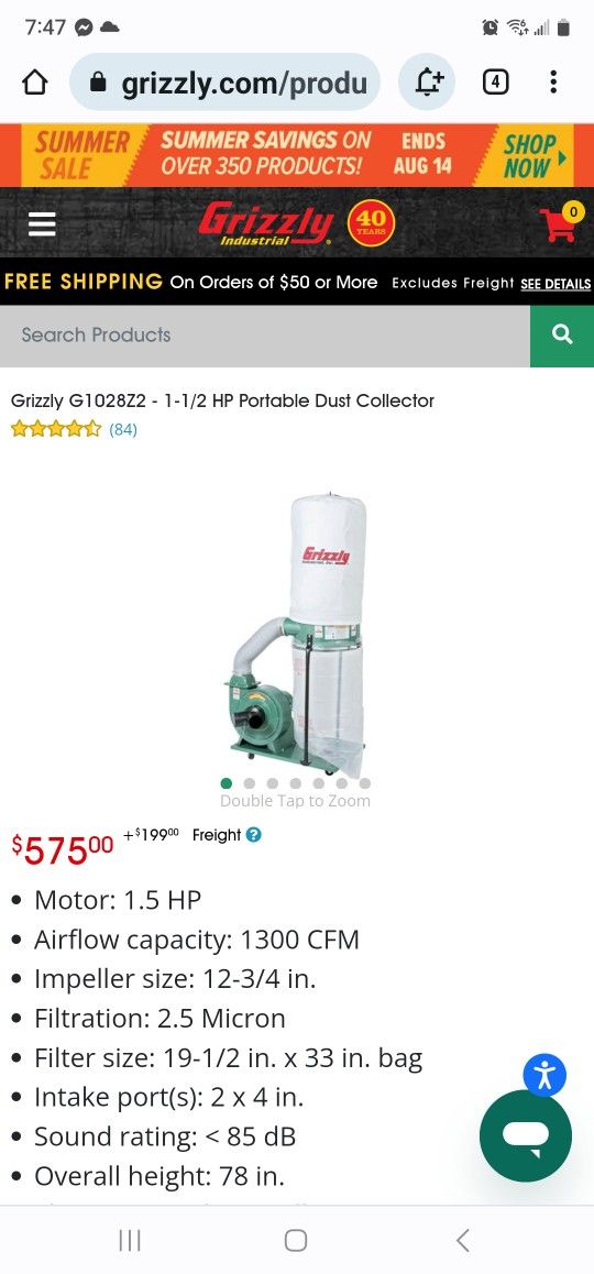 Grizzly Band Saw And Portable Dust Collector