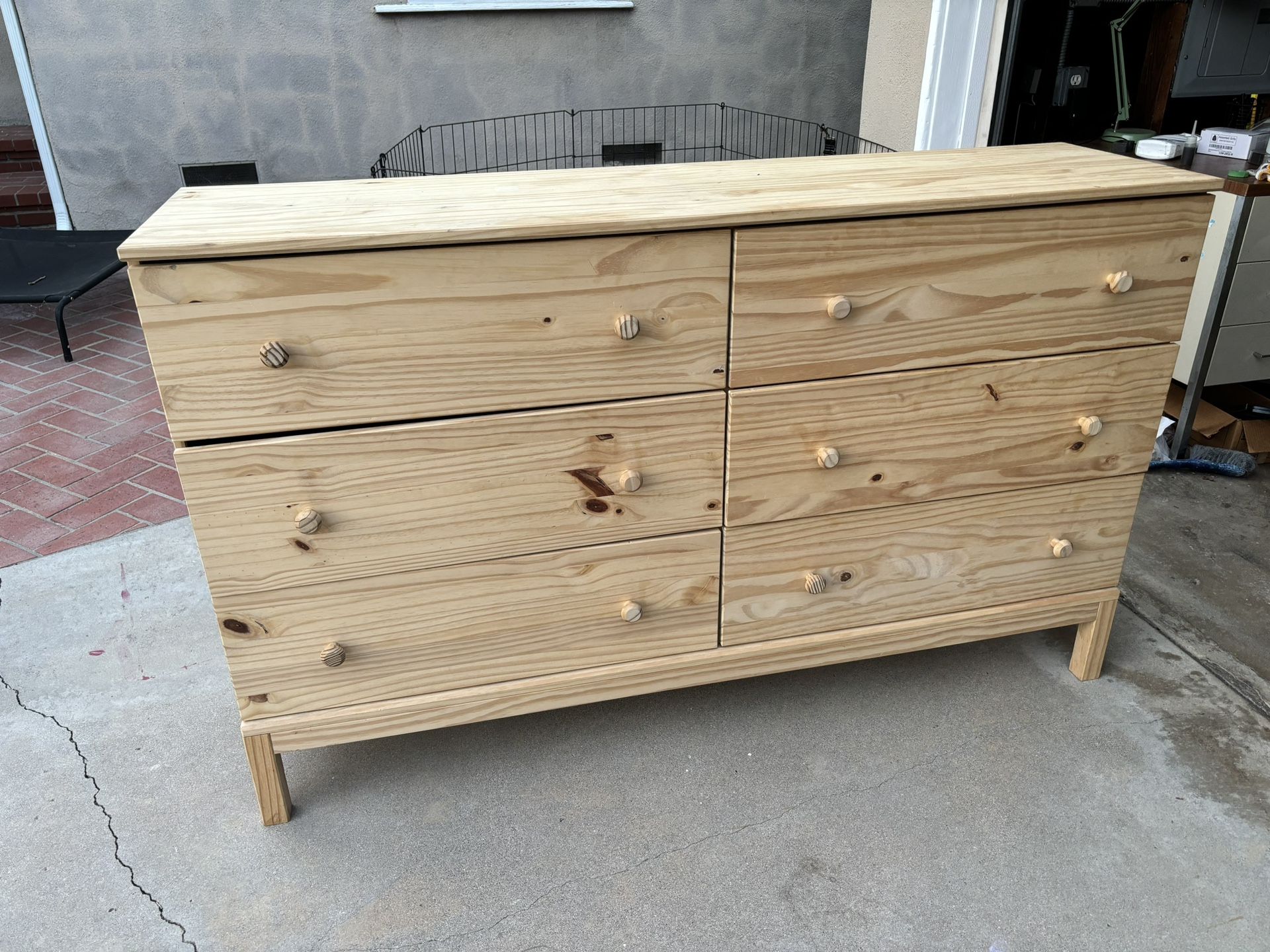 IKEA Unfinished Wood Dresser Bureau with Matching Side Table