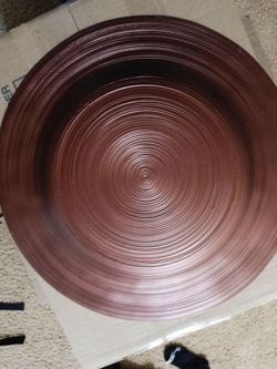 Red large decorative round glass plate