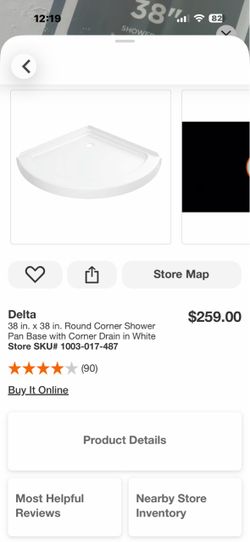 Delta 38 in. x 38 in. Round Corner Shower Pan Base with Corner Drain in White