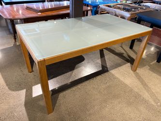 Wood and Frosted Glass Dining Table