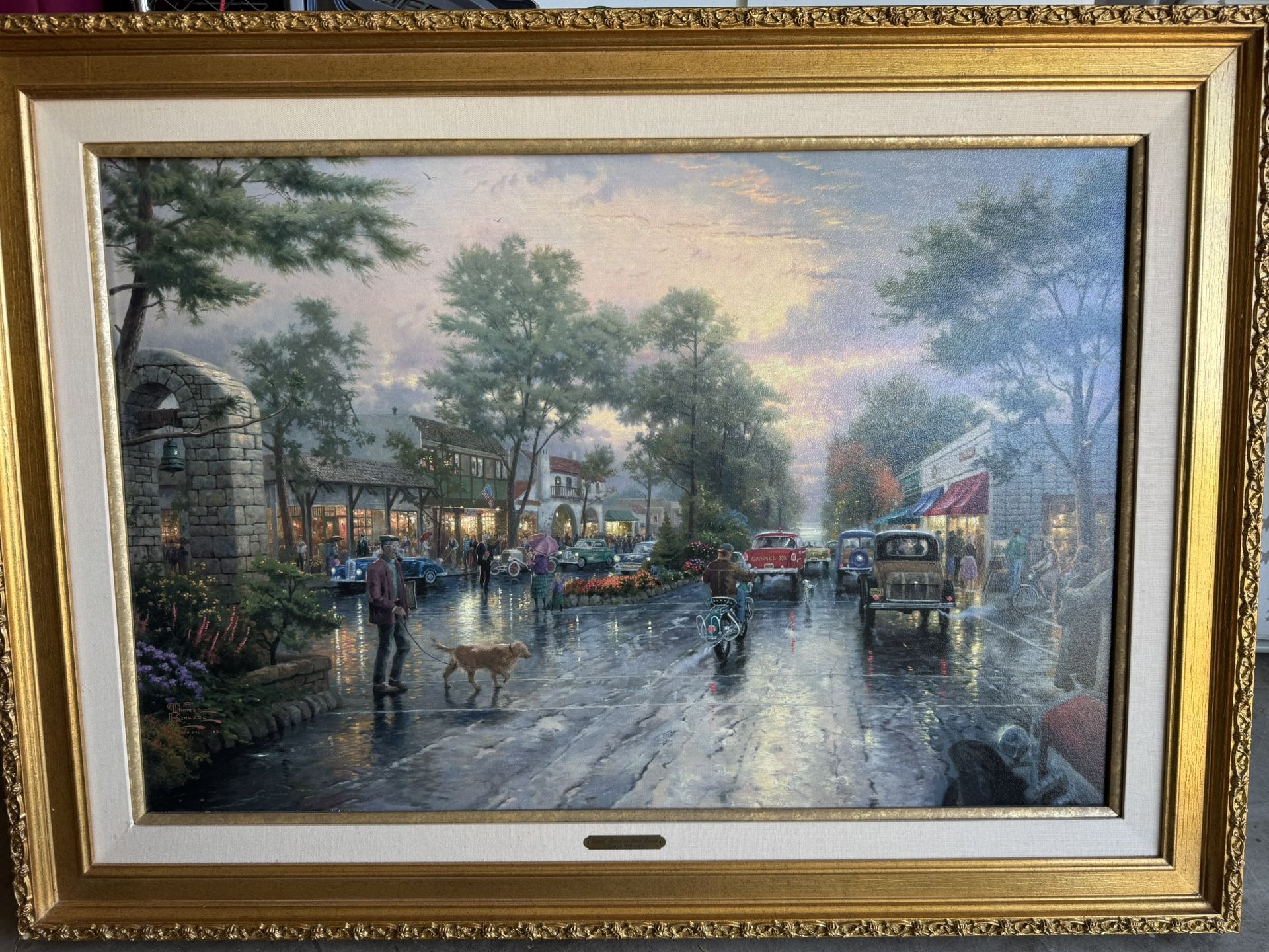 Framed Painting: Carmel, Sunset on Ocean Avenue by Thomas Kinkade - 24" x 36" Limited Edition