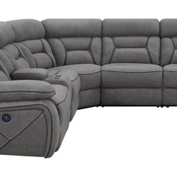New Sectional Sofa With Three Power Recliners In Faux Suede