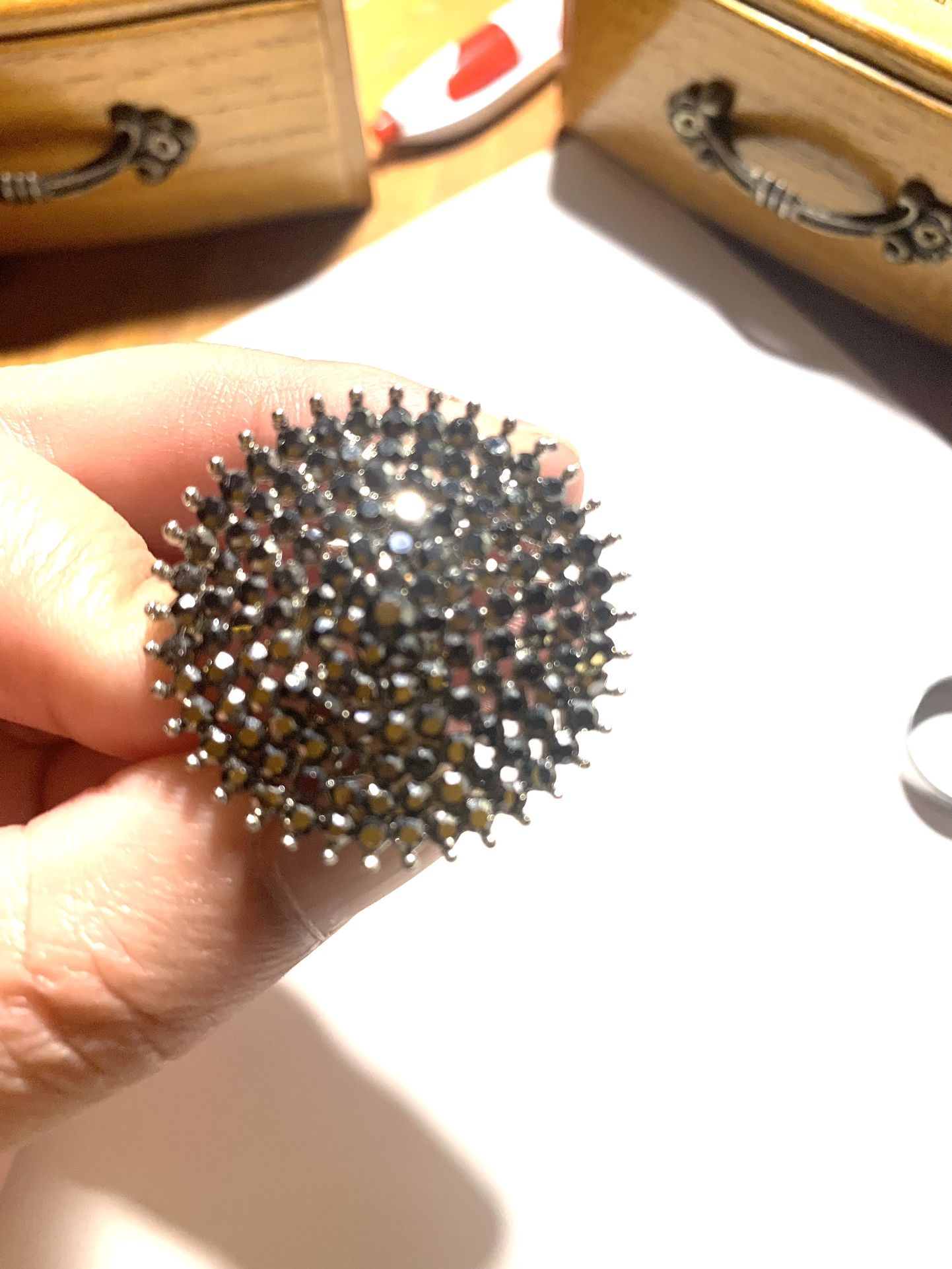 Big Beautiful , Black Stones Fashionable Ring ,