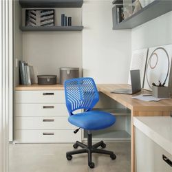 Adjustable Mesh Office Chair Mid Back Swivel Chair, Blue