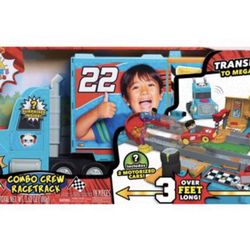 $40 NEW (OBO) RYAN’S WORLD COMBO CREW RACETRACK CAR PLAYSET